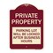 Signmission Private Property Parking Lot Will Locked After Business Hours Alum Sign, 24" x 18", BU-1824-23249 A-DES-BU-1824-23249 - alternate 1